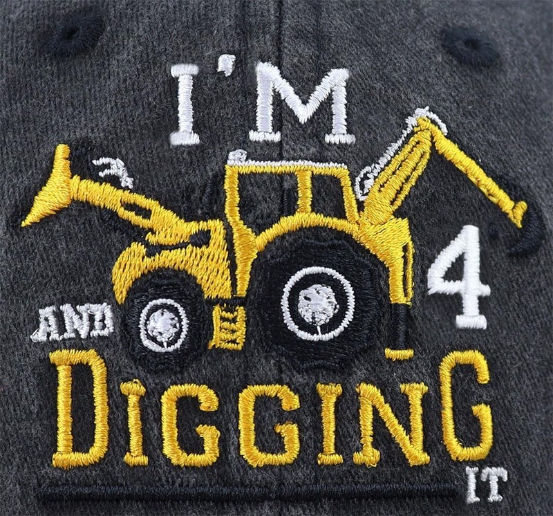 Tallngtha I'm 3/4/5/6/7/8/9 and Digging It Hats for Boys Girls, Funny Embroidered Toddler Excavator Birthday Baseball Cap - Image 4